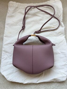 Polene Béri Leather Crossbody Bag in Textured Lilac - Women's Shoulder Purse